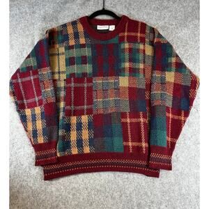 VTG 90s Giorgio Di Firenze Sweater Mens Medium Red Plaid Long Sleeve Pullover
